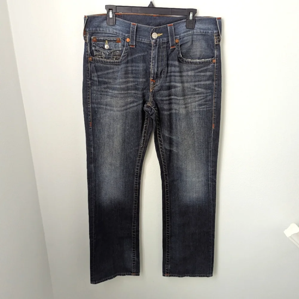 True Religion Dark Blue Straight Jeans, 34